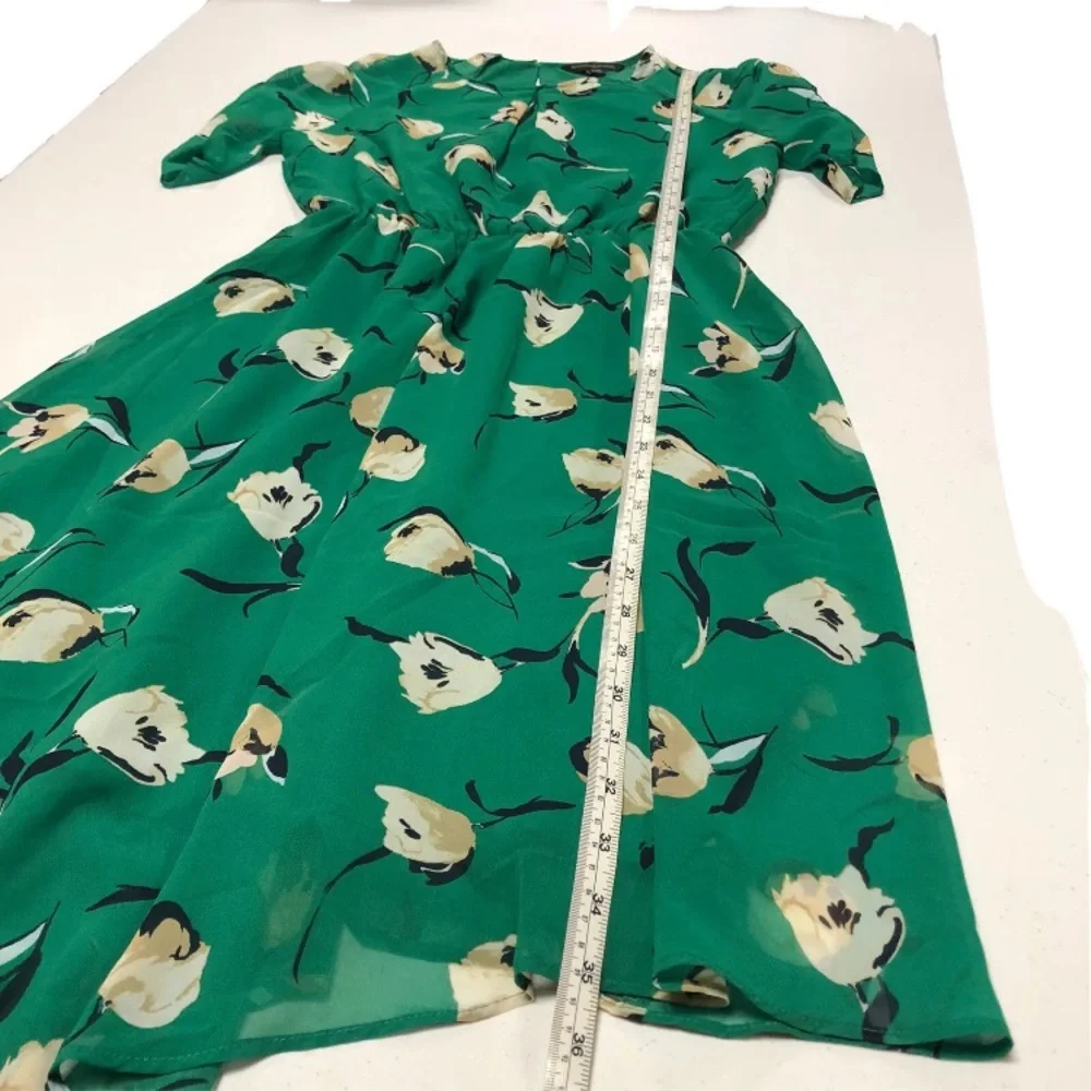 NWT Banana Republic Women’s Asymmetrical Fit & Flare Floral Green Dress 00P - Picture 5 of 9
